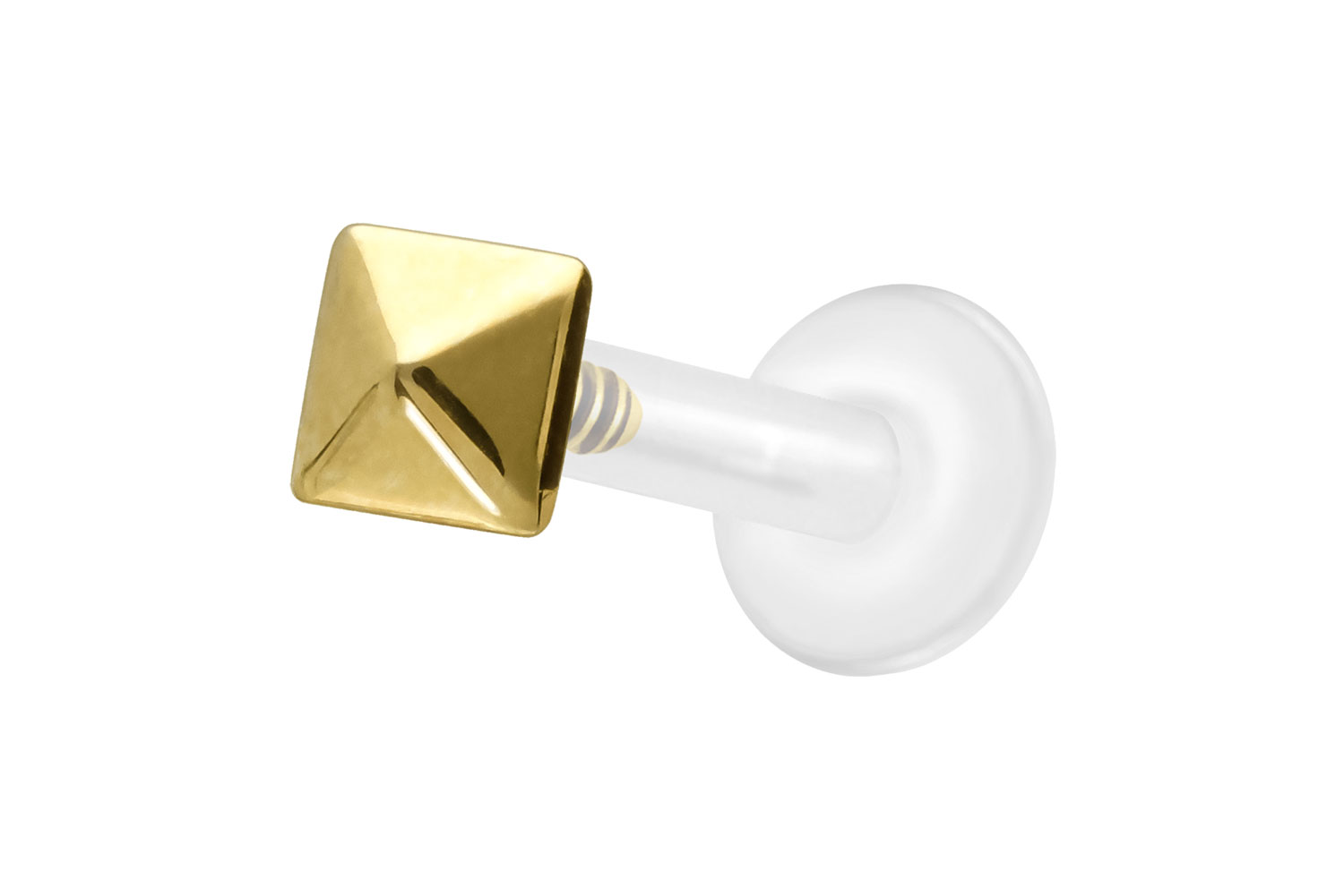 PTFE Labret Piercing mit Innengewinde + Titan-Aufsatz PYRAMIDE